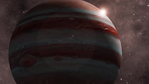 3D Sonne, Jupiter, Planet auf einem Weltraumstern
