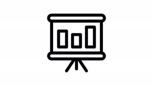 Flat Design Bar Chart Animation on Projector Screen