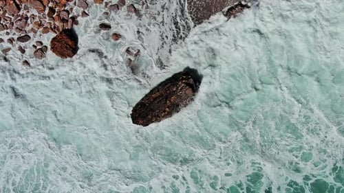 Beach and Sea Waves Top Vew