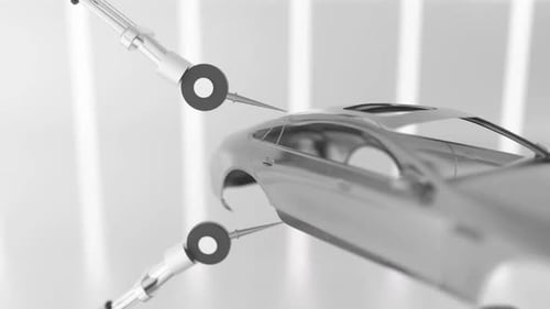 Automated Robot Arm Assembly Line Manufacturing Advanced High-Tech