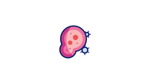 Animated Virus or Cell Icon in Flat Design Style