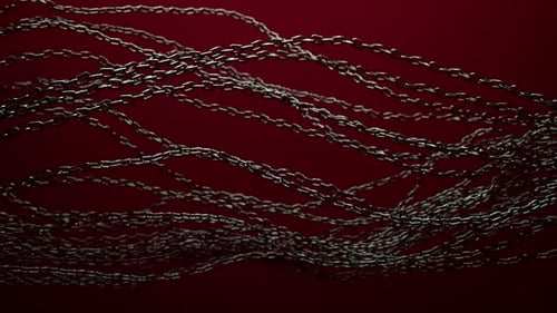 Dark Waving Metal Chains Looping Background