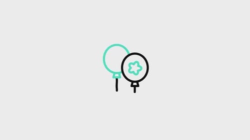 Animated Minimalist Celebration Balloons Icon Set