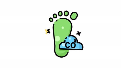 Animated Carbon Footprint and CO2 Cloud Icon