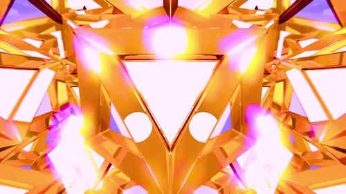 Animated Golden Geometric Kaleidoscope Loop Background