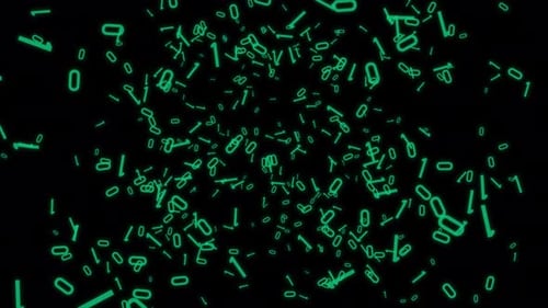 Binary Explosion. Burst of One and Zero. 0 and 1 Shape Particle Blast. Alpha Channel