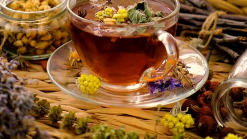 Herbal Tea with Natural Ingredients Close Up