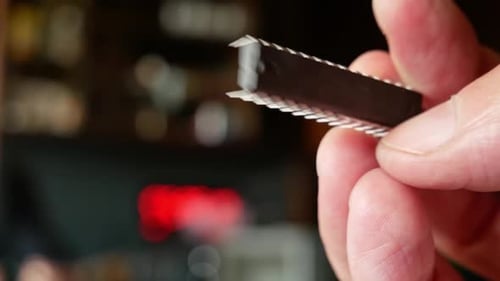 Close-up of a computer chip in hands