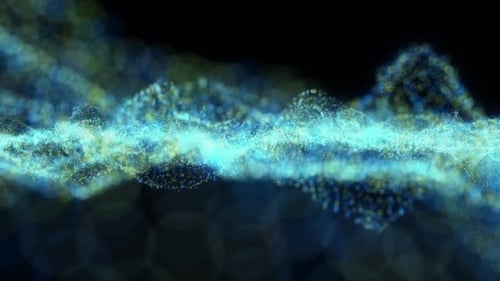 Fundo abstrato em loop contínuo de partículas e luzes digitais