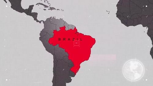 Digital World Map Data Visualization with Country Highlight