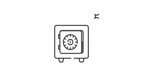 money safe box icon illustration animation motion graphic design isolated alpha channel video