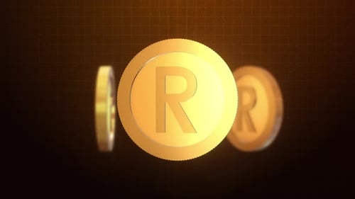 Animation der Goldmünze mit dem Rand-Währungssymbol