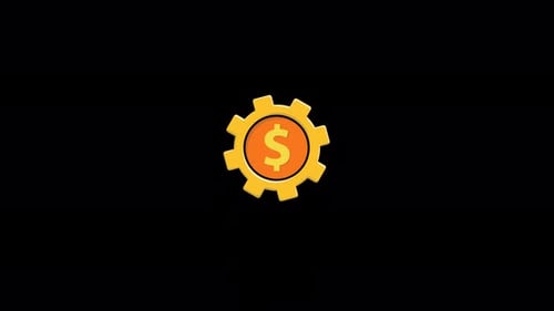 Animated Flat Design Dollar Sign Gear Icon