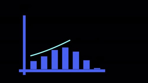 Animated Flat Design Bar and Line Chart Data Increase