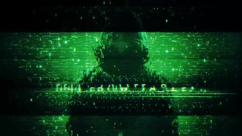 Digital Glitch Text Reveal with Abstract Data Overlay