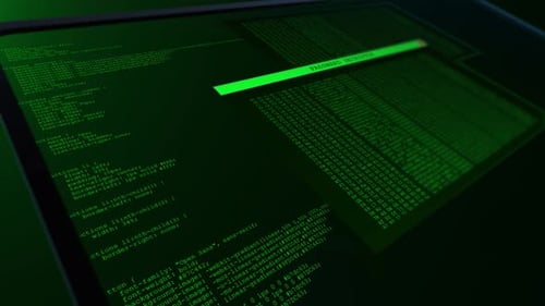 Computer Operating System Interface with Working Terminal UI Encryption Process Data