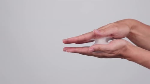 Closeup Young Women Hands Soap Foam Face Foam Body Hygiene Baby Soap