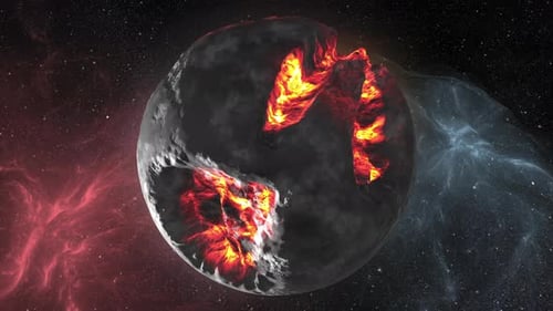 Tot bombardierter Planet nahe der Sonne im Weltraum