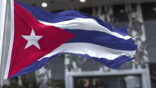 Cuba Flag Waving Animation with Realistic Fabric Movement