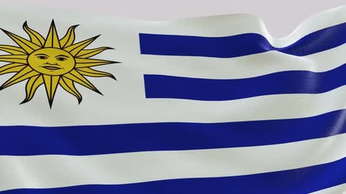 Uruguay National Flag Waving in Realistic Slow Motion