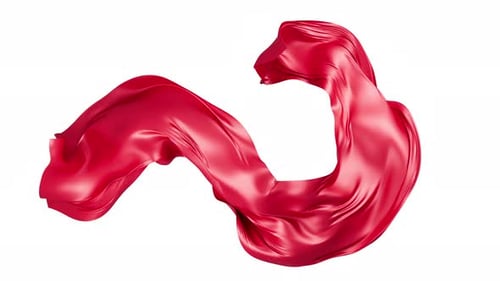 Elegant Red Silk Fabric Fluid Swirl Animation