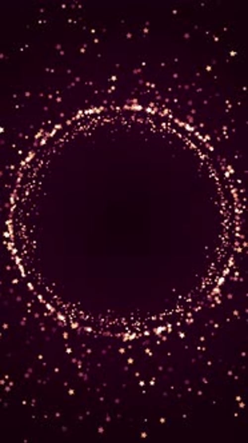 Glowing pink star particles forming sparkling circular frame