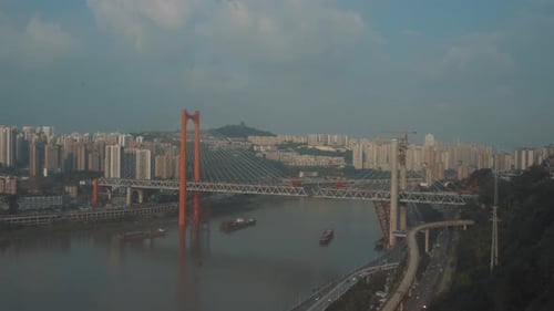 A bridge building in the city