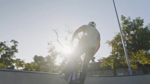 BMX Bike Stunt in Skatepark