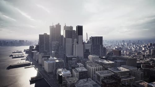 Aerial View of City Skyscrapers