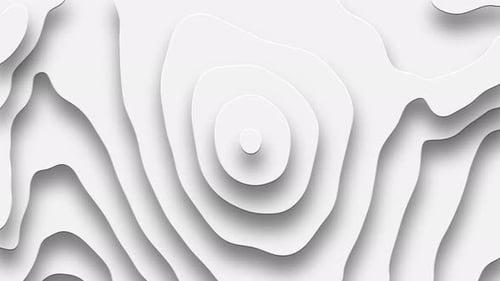 Geometric white background. Looping abstract layered shape. Graceful light wavy pattern. Minimalist
