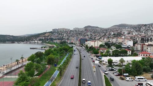 Vehicles in traffic in izmir cit