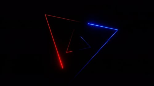 Movement Through Red And Blue Neon Triangles Background Vj Loop In 4K