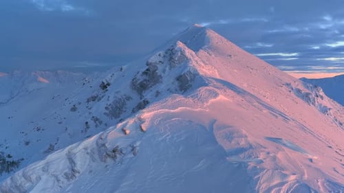 Aerial view of snowy mountains, United States.