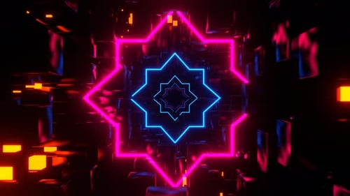 Cyan Pink And Orange Extraterrestrial Tunnel With Geometric Neon Background Vj Loop In 4K