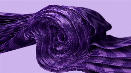 Violet 3D Fabric Swirls with a Textural Weave Exuding a Cool Contemporary Vibe 3D Animation