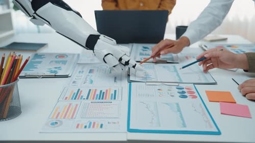 Human and Robot Collaboration Analyzing Data at Workplace