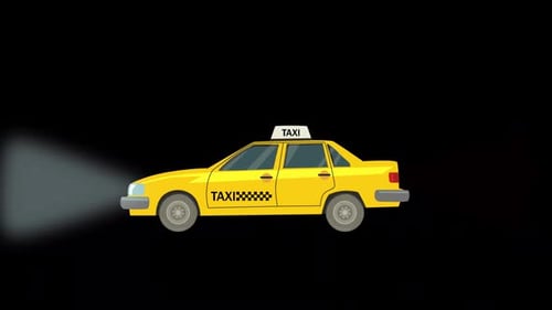 Taxi Car Driving And Stoping Alpha Channel