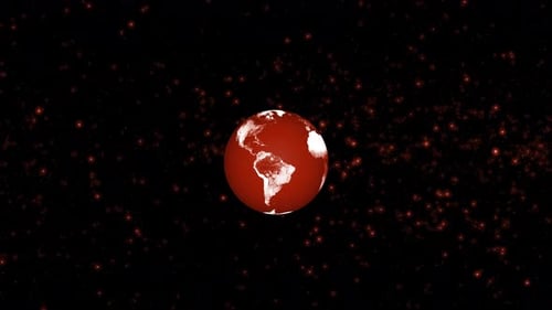 Animation der Erdplanetenkugel vom Weltraum aus gesehen, Der digitale Globus dreht sich. 1215