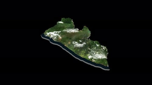 Animated 3D Map of Liberia with Realistic Clouds