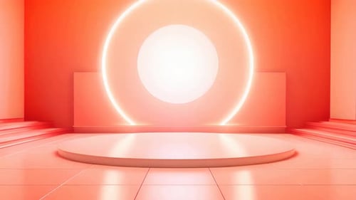 podium Futuristic showcase with platform for product displaying. Empty modern stage display
