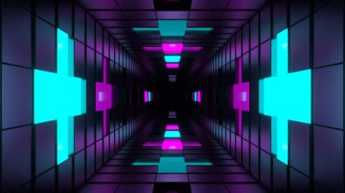 Cyan And Pink Neon Plus Tunnel Background Vj Loop In 4K