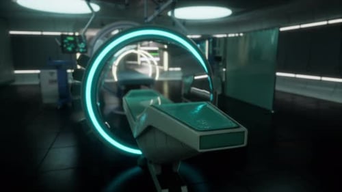 A Wide Shot of a Huge MRI Scanner in Hospital