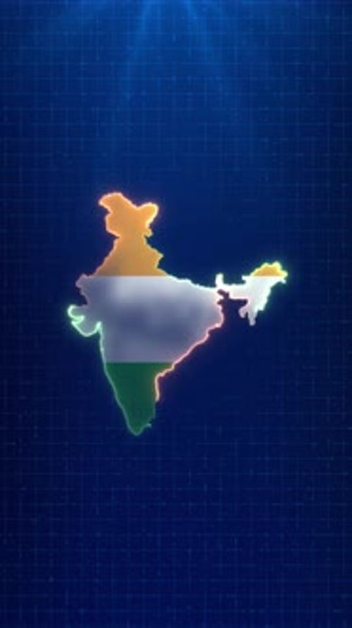 Futuristic Digital India Map Outline Glow