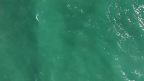 Aerial Video Rolling Storm Waves Leave Intricate Foam Designs Along the Sandy Shoreline