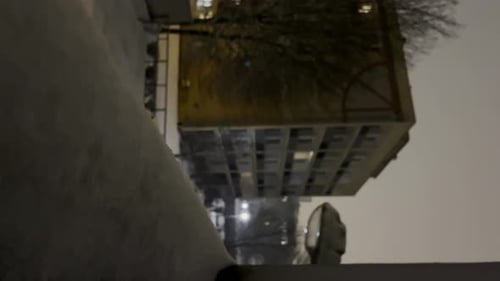 Slow Motion of Snowing at Night Weather Forecast Falling Snow in Residential Area at Night City
