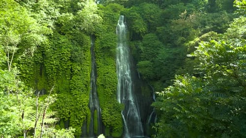 Aerial View of Waterfall on Jungle in Boquete Panama