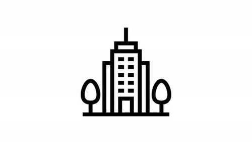 Minimalist Building Icon Vertical Grow and Shrink Animation