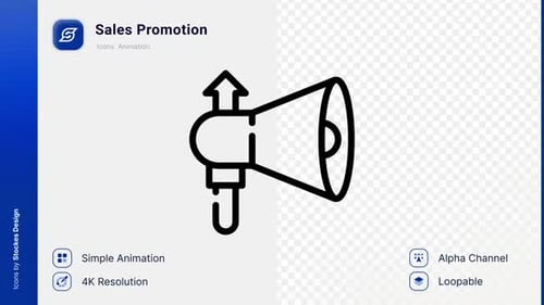 Animated Line Art Megaphone Icon for Sales Promotion
