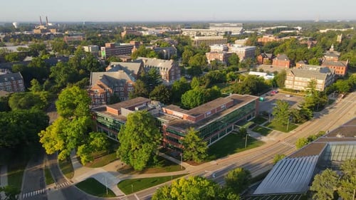College of Natural Sciences in Michigan university, aerial drone view