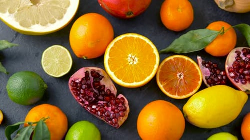 Vibrant Assortment of Fresh Citrus Fruit Close Up